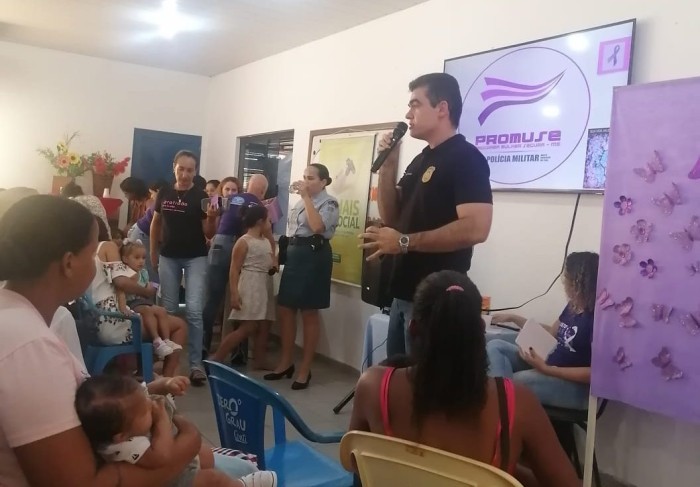 Agosto Lilás – Polícias Civil e Militar realizam palestra em Figueirão sobre violência Doméstica