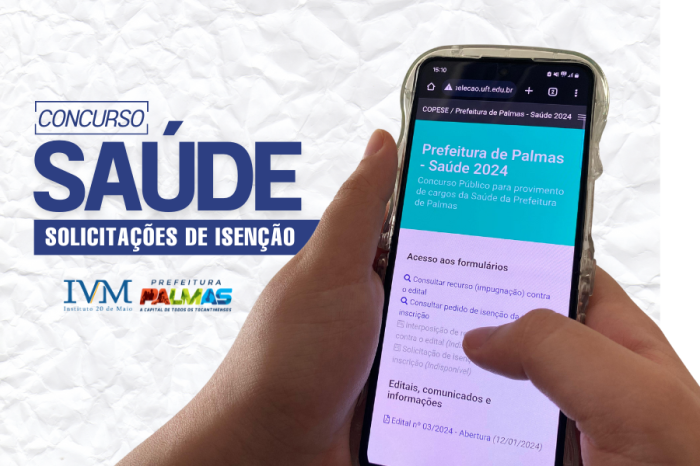 Resultado preliminar da solicitação de isenção da taxa do concurso da Saúde de Palmas disponível