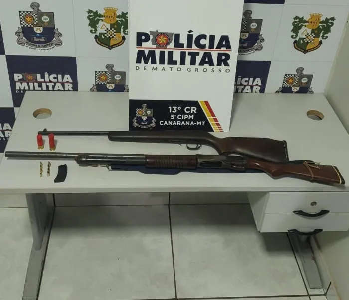 Polícia Militar prende homem por atirar em cachorro e apreende armas na zona rural de Canarana